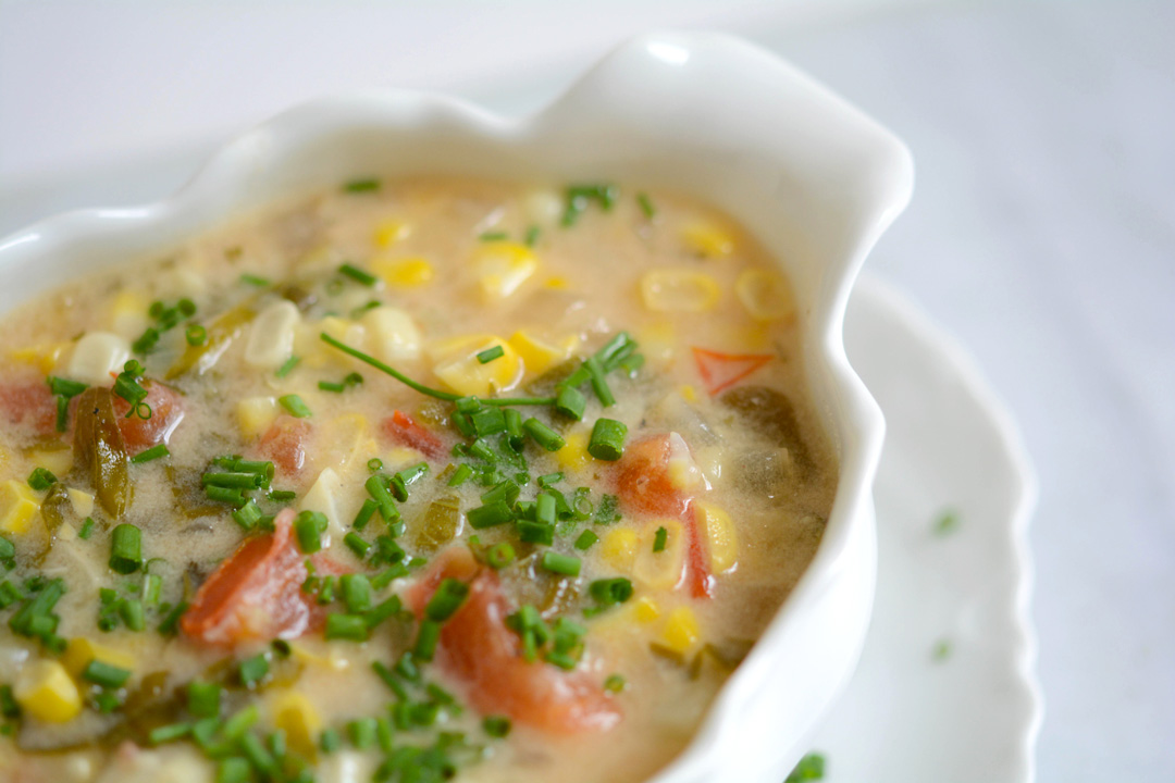 Grilled Corn, Pepper, and Tomato Chowder
