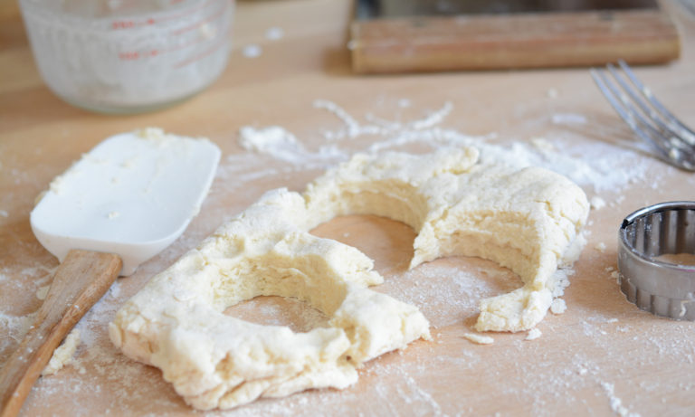 Cream Scones cut out of dough