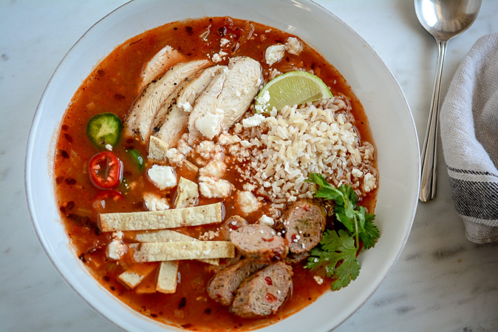 overhead shot of tortilla soup