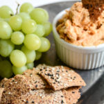 Almond Crackers, Grapes and Cheese Dip Photo Close-up