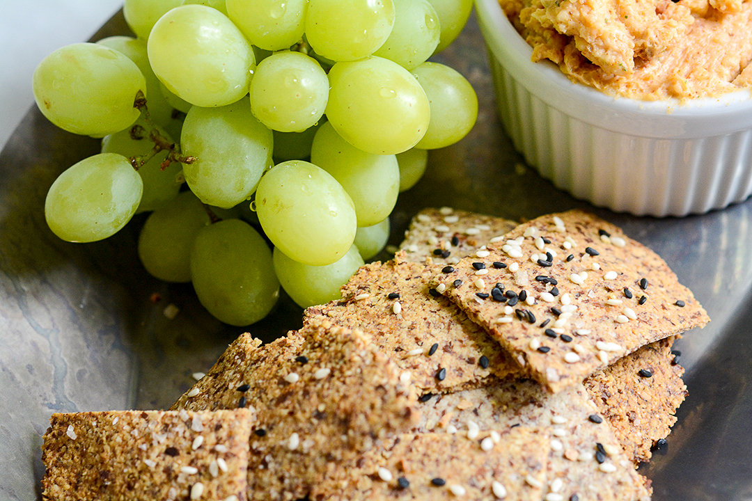 Almond Crackers and Grapes Photo Close-up