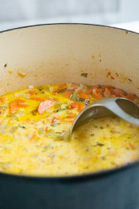 Photo of wild rice soup in pot