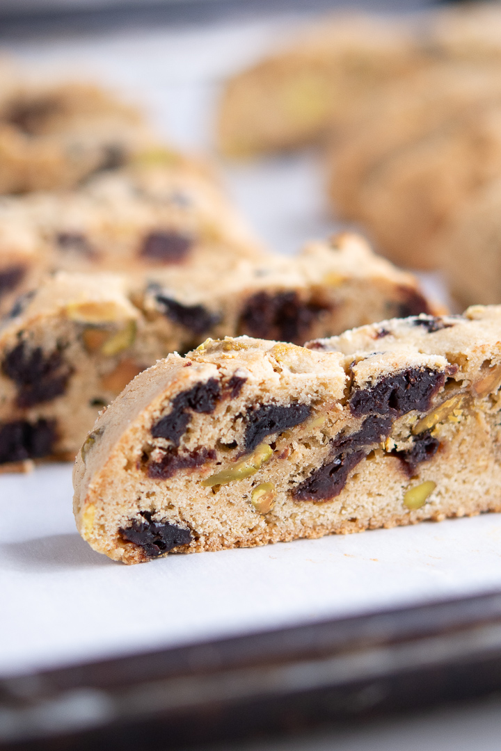 Dried Cherry, Pistachio and Lemon Biscotti