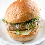 Rosemary Turkey Burgers close up on a plate