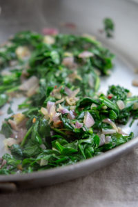 sautéed onions and spinach