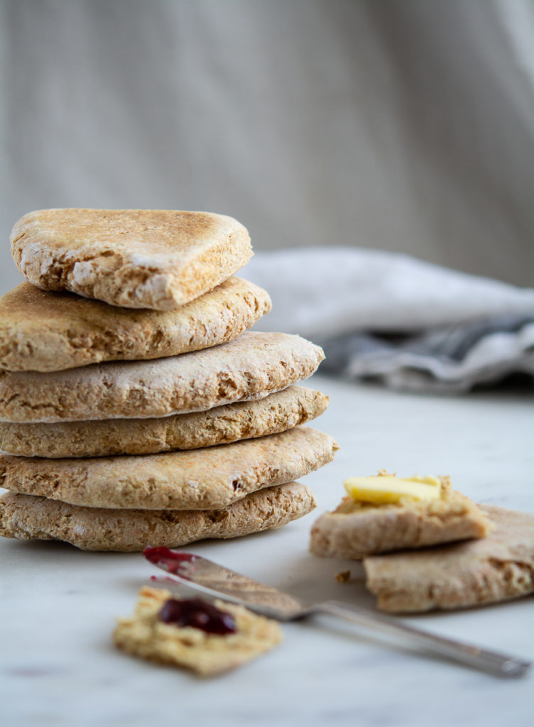 Irish Soda Farls stacked with jam and butter