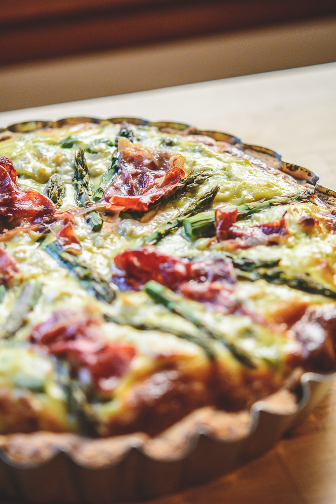 Photo of a baked Asparagus and Ricotta Quiche