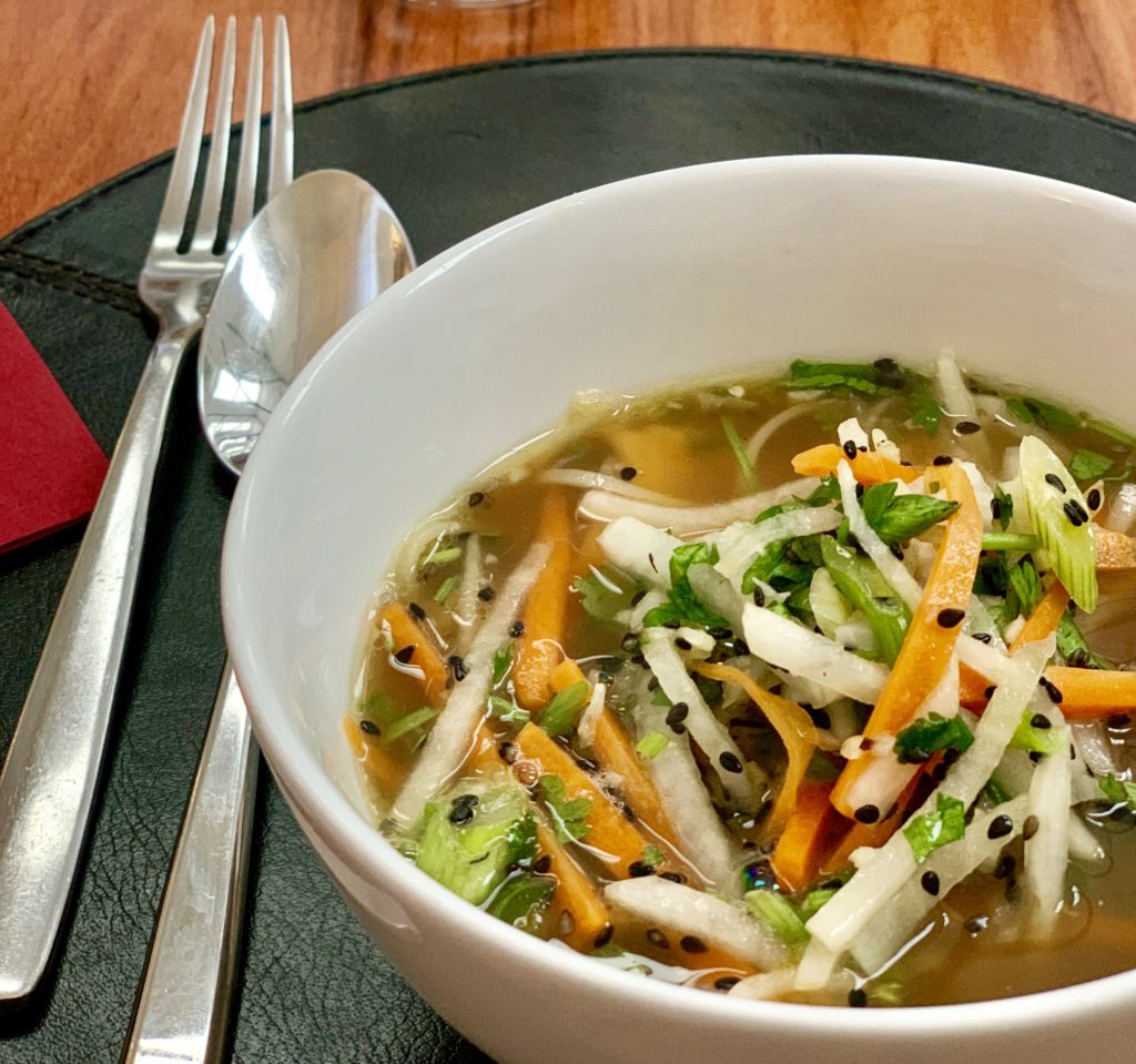 photo of Japanese consommé with vegetables