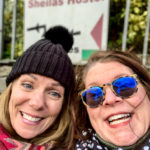 Two Sheila/Shelagh's in front of Sheila's Hostel.