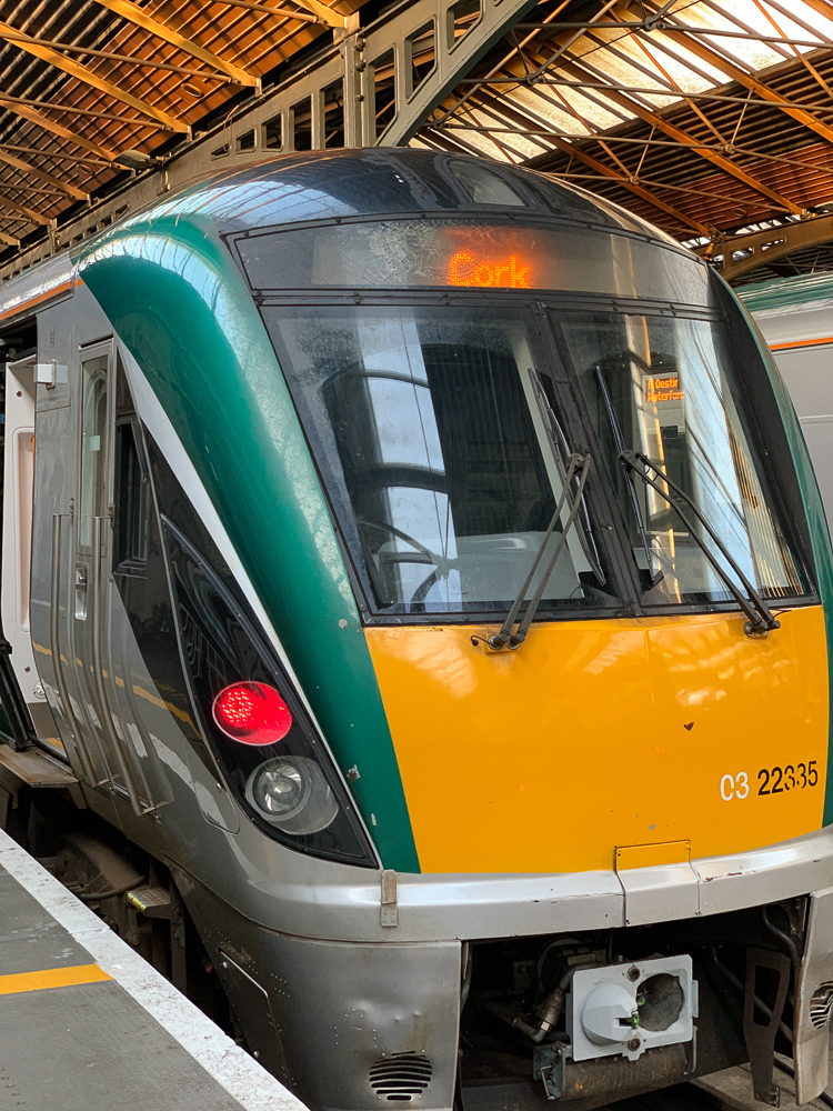 photo of train with cork sign