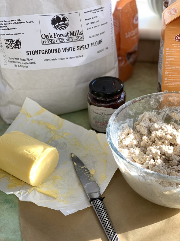 photo of oak forest mills flour, irish butter and grandma's gourmet jam