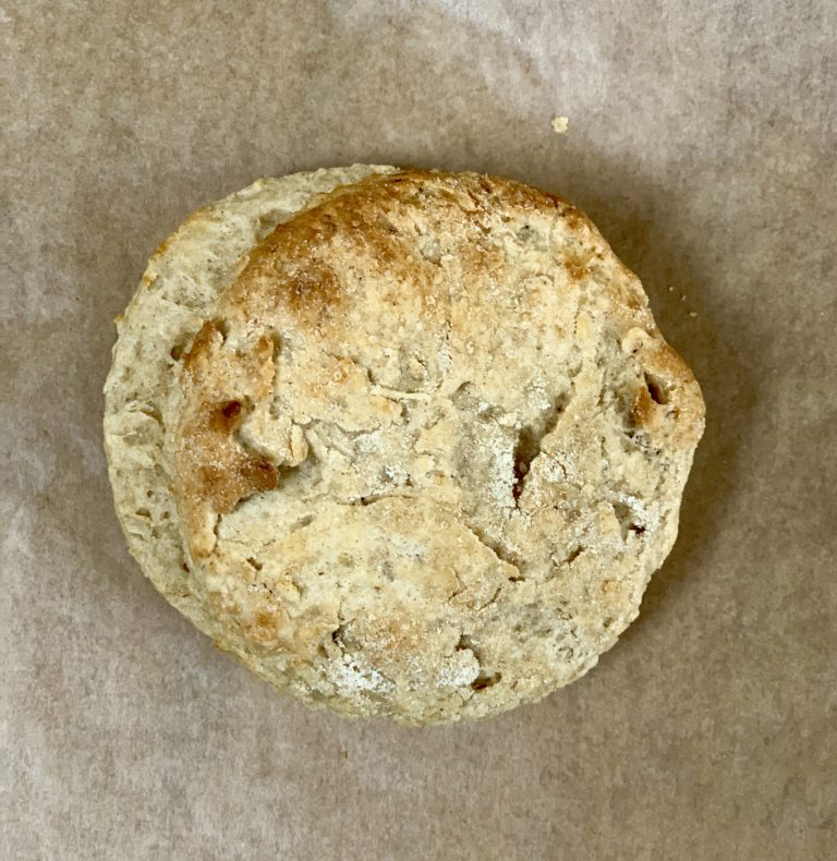 overhead photo of irish scone made with spelt flour