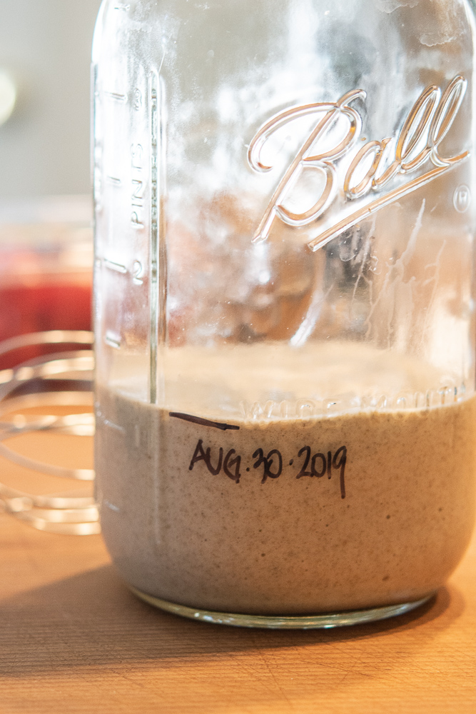 photo of sourdough starter in a ball jar