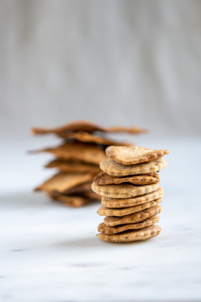 Stacked Rustic sourdough crackers