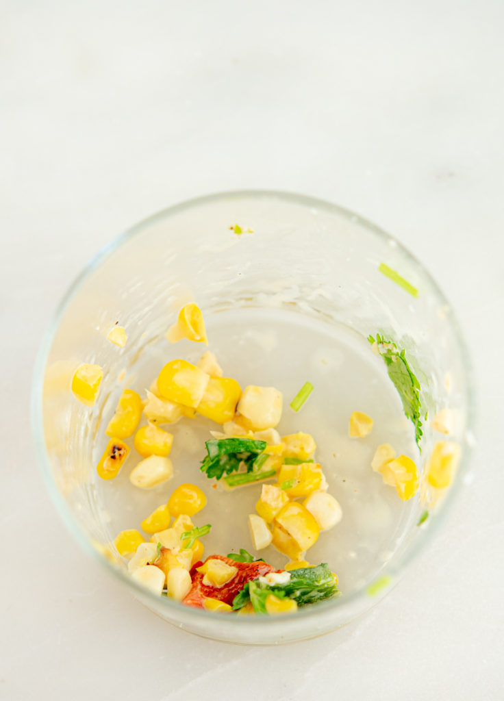 empty Grilled Elote Corn Salad dish