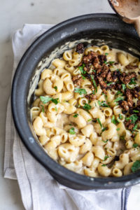 close up overhead shot of Irish Cheddar with Guinness Mac and Cheese