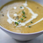 Close up shot of Leek and Potato Soup