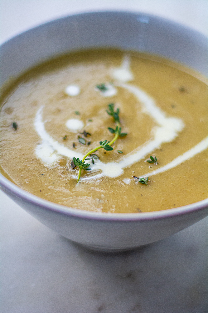 Close up shot of Leek and Potato Soup