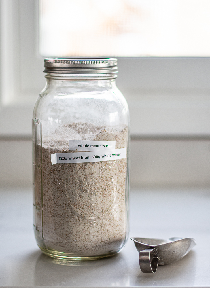 photo of wholemeal flour in a large mason jar