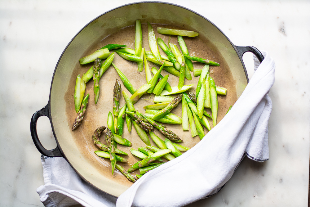 horizontal photo of sauteed asparagus