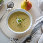 Overhead shot of Roasted Parsnip and Pear Soup