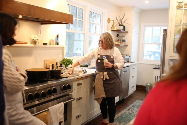 shelagh cooking in her kitchen