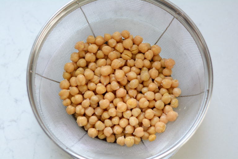 chickpeas in a colander