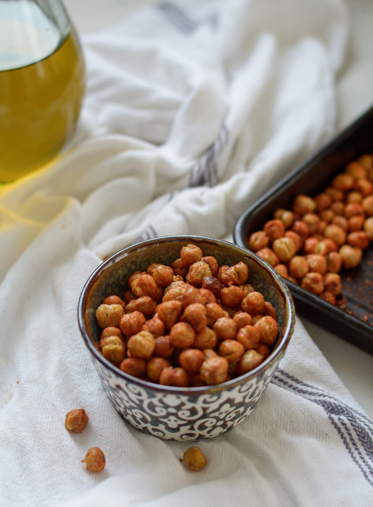 Roasted chickpeas in a dish