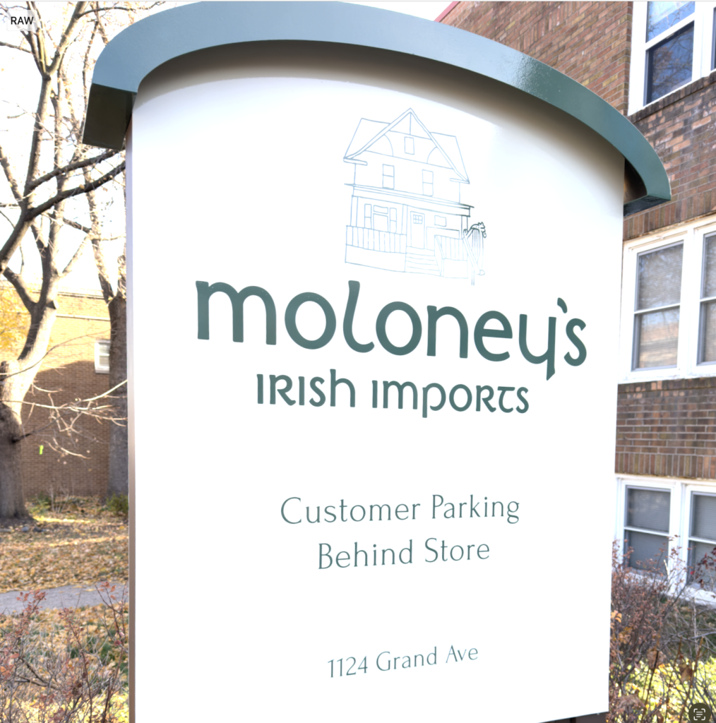 moloney's irish imports signage